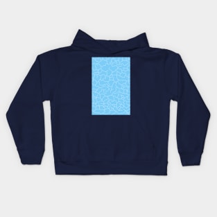 Baby Blue and White Cracked Lines Minimal Abstract Pattern Kids Hoodie